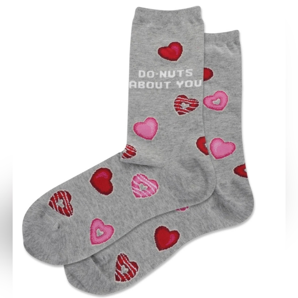 *Hot Sox Mens Do-Nuts About You Crew Novelty Funny Socks Gray Shoe Sz 6 - 12 1/2
